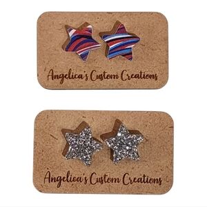 Patriotic Star Acrylic Stud Earrings – 2-Pack